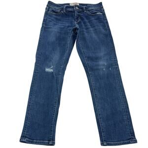 Free People Jeans Womens 26 Blue Denim Skinny‎ Distressed Mid Rise Cotton